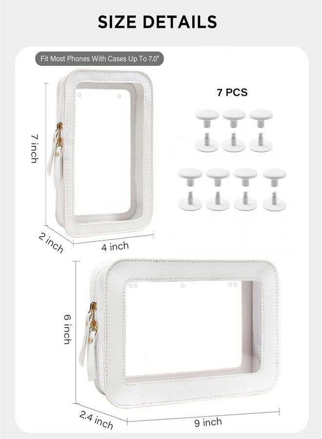 LETGO Clear Insert Bag for Bogg Bag Accessories - 2 Packs Leather Zipper Insert Pouch for Bogg Tote Travel Makeup Clean Toiletry Handbag Organizer Cosmetic Divider Storage Inner Pouch (Beige) - Image 3